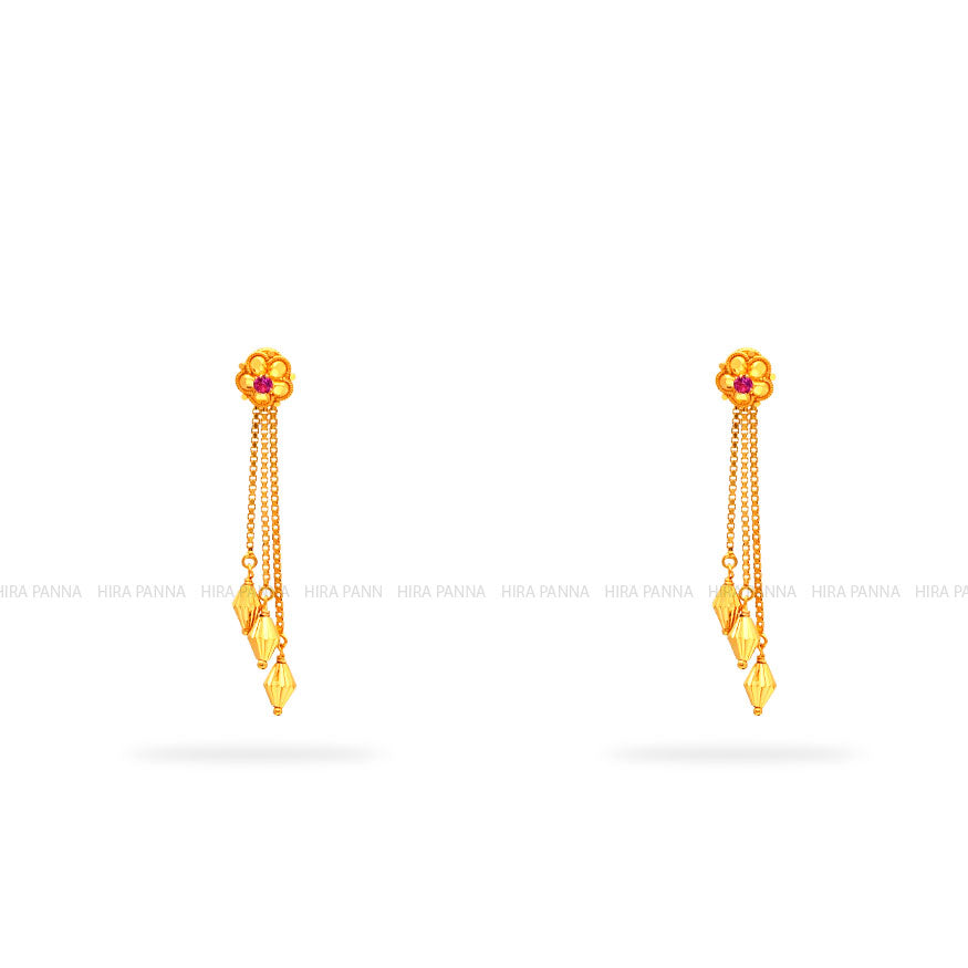 24kt Gold Plated Earrings With Dangling Freshwater Pearls| Surat Diamond  Jewelry